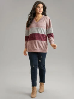 Heather Colorblock Long Sleeve Sweatshirt -Bloomchic Shop 100062756 ec