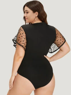 Contrast Lace Mesh Ruffle Sleeve V Neck Bodysuit -Bloomchic Shop 100281291 qx 41abdce0 9875 4405 94c0 909c7ac55a5b