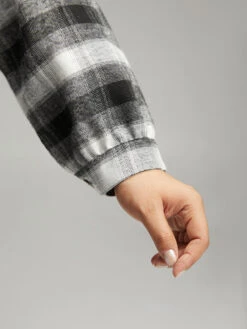 Plaid Print Hooded Patchwork Sweatshirt -Bloomchic Shop 100839777 ep