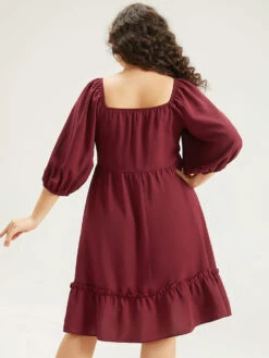 Shirred Pocket Button Detail Frill Trim Dress -Bloomchic Shop 10153900 td 41695a06 d103 4478 960d a0802d6b5a25