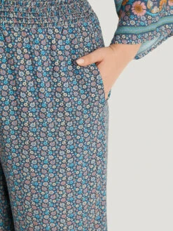 Floral Print Shirred Overlap Collar Jumpsuit -Bloomchic Shop 103257753 sb 11dc1549 1036 446e 81d6 5ed8b6399ed7