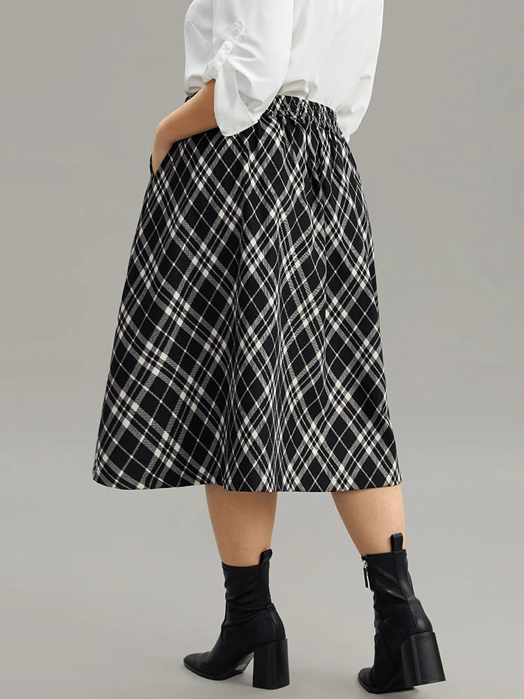 Plaid Elastic Waist Knot Ties Skirt 4 Plaid Elastic Waist Knot Ties Skirt - Image 2