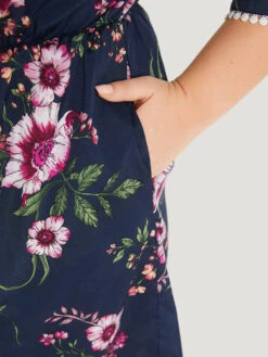 Floral Print Overlap Collar Contrast Trim Pocket Jumpsuit -Bloomchic Shop 104992308 ie 570cbbeb 52c0 4e11 896c ba64c605a91f