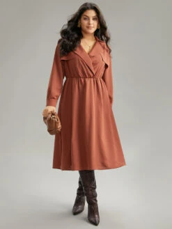 Static-Free Plain Lapel Collar Belted Pocket Dress -Bloomchic Shop 105456940 hm 60071210 e1f3 4f82 9854 9856b2be8e8e