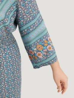 Floral Print Shirred Overlap Collar Jumpsuit -Bloomchic Shop 106043790 ka b430fd82 3885 40b9 b691 6aec96a74ac6