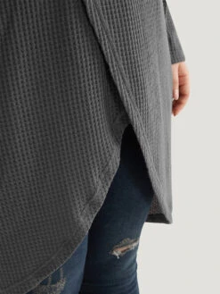 Waffle Knit Pocket Crew Neck Wrap T-shirt -Bloomchic Shop 106306678 ty