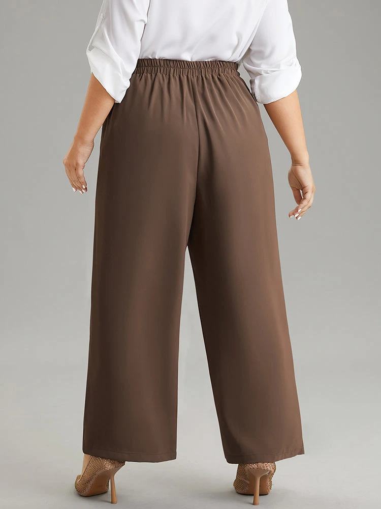 Static-Free Button Detail Seam Detail Elastic Waist Pants 4 Static-Free Button Detail Seam Detail Elastic Waist Pants - Image 2