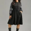 Plaid Patchwork Drawstring Pocket Hooded Dress 2 Plaid Patchwork Drawstring Pocket Hooded Dress -Bloomchic Shop 107826843 en