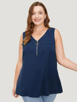 Solid Half Zipper Flap Detail Tank Top 26 Solid Half Zipper Flap Detail Tank Top -Bloomchic Shop 108599519 tc