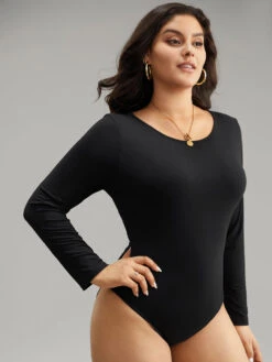 Solid Round Neck Slightly Stretchy Bodysuit 12 Solid Round Neck Slightly Stretchy Bodysuit -Bloomchic Shop 109369064 jt