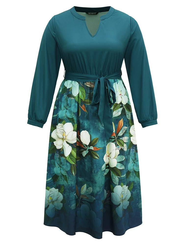 Floral Print Patchwork Bleted Pocket Dress 9 Floral Print Patchwork Bleted Pocket Dress - Image 7