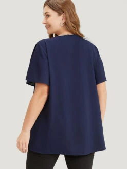 Plain Rhinestones Detail Ruffles Sleeve Blouse -Bloomchic Shop 11123272 dq