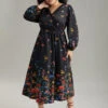 Boho Print Overlap Collar Lantern Sleeve Dress -Bloomchic Shop 111456426 ce 3042a84b ea67 47f8 be5b fef98ae473d2