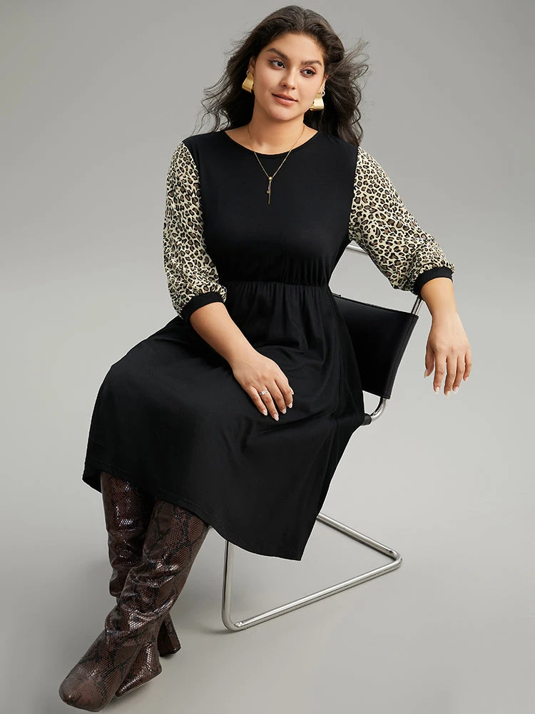 Leopard Patchwork Pocket Elastic Waist Dress 7 Leopard Patchwork Pocket Elastic Waist Dress - Image 5