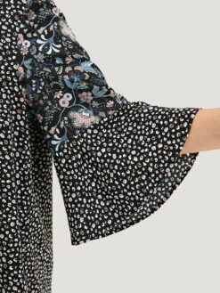 Plants Print Patchwork V Neck Bell Sleeve Blouse -Bloomchic Shop 118046688 kh 7c06c019 399b 4cfa 8159 d917c6a1c93b