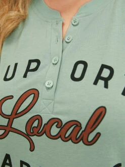 Letter Print Button Up Graphic Sleeveless Tank Top -Bloomchic Shop 119105145 ze