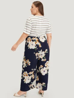 Striped & Floral Patchwork Pocket Jumpsuit -Bloomchic Shop 120653994 bd