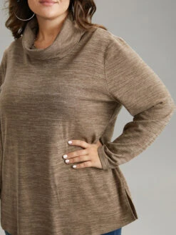 Solid Heather Turtleneck Knit T-shirt 12 Solid Heather Turtleneck Knit T-shirt -Bloomchic Shop 122202676 br