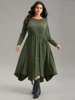 Vintage Heather Elastic Waist Hanky Hem Dress