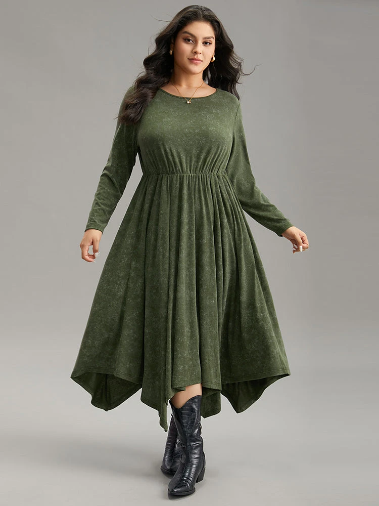 Vintage Heather Elastic Waist Hanky Hem Dress 3 Vintage Heather Elastic Waist Hanky Hem Dress