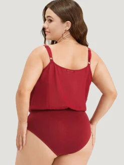 Plain Flutter Trim Tiered Cami Bodysuit -Bloomchic Shop 123358870 vl