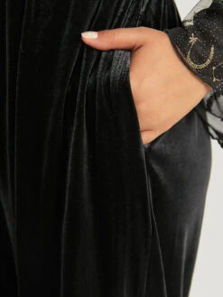 Halloween Moon & Star Glitter Mesh Crisscross Neck Jumpsuit -Bloomchic Shop 123375319 hk