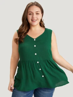 Plain Flutter Hem Button Detail Tank Top 16 Plain Flutter Hem Button Detail Tank Top -Bloomchic Shop 125725380 bu