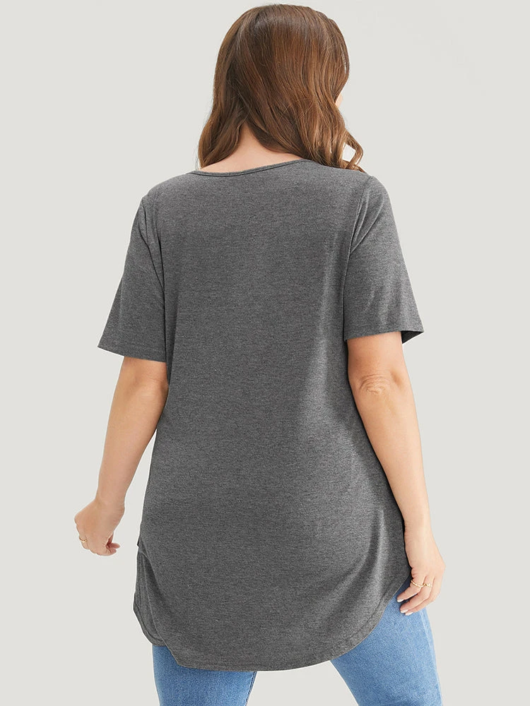 Star Print Split Arc Hem T-shirt 8 Star Print Split Arc Hem T-shirt - Image 6