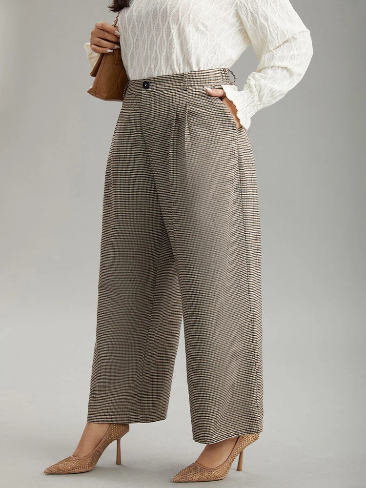 Gingham Plicated Detail Elastic Waist Pants 5 Gingham Plicated Detail Elastic Waist Pants - Image 3