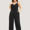 Lace Patchwork Scalloped Trim Plicated Detail Pocket Cami Jumpsuit -Bloomchic Shop 132206709 tw