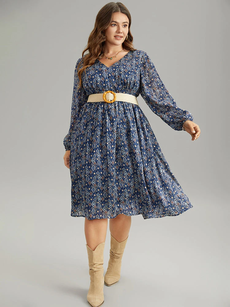 Boho Print Pocket Shirred Gathered Dress 7 Boho Print Pocket Shirred Gathered Dress - Image 5