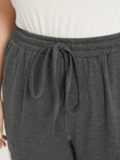 Letter Patched Flap Pocket Bowknot Elastic Waist Sweatpants -Bloomchic Shop 13389797 xz