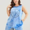 Floral & Letter Print Asymmetrical Hem Tie Dye Tank Top 1 Floral & Letter Print Asymmetrical Hem Tie Dye Tank Top -Bloomchic Shop 135232604 ec