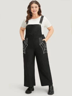 Halloween Bat Print Pocket Overall Cami Jumpsuit -Bloomchic Shop 135907348 zw 5d68f332 1076 449d 89d7 66e705d0780c