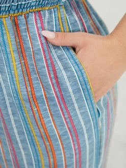 Striped Contrast Buckle Detail Pocket Shirred Jumpsuit -Bloomchic Shop 136383739 ip