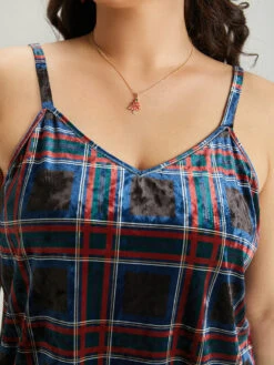 Plaid Print Adjustable Straps Cami Top -Bloomchic Shop 136916491 bk