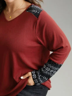 Bandana Print Patchwork Contrast T-shirt -Bloomchic Shop 138233464 ah