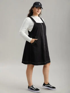 Twill O Ring Zipper Pocket Spaghetti Strap Dress -Bloomchic Shop 140574632 wk 3a5b4b24 0cb5 458a 8ac9 1baab8d70022