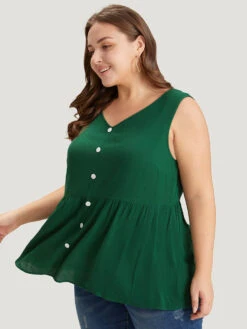 Plain Flutter Hem Button Detail Tank Top 15 Plain Flutter Hem Button Detail Tank Top -Bloomchic Shop 141275801 nk