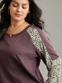 Geometric Contrast Patchwork Raglan Sleeve Sweatshirt -Bloomchic Shop 141426995 rf