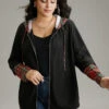 Christmas Plaid Patchwork Hooded Zipper Sweatshirt -Bloomchic Shop 141660472 ew