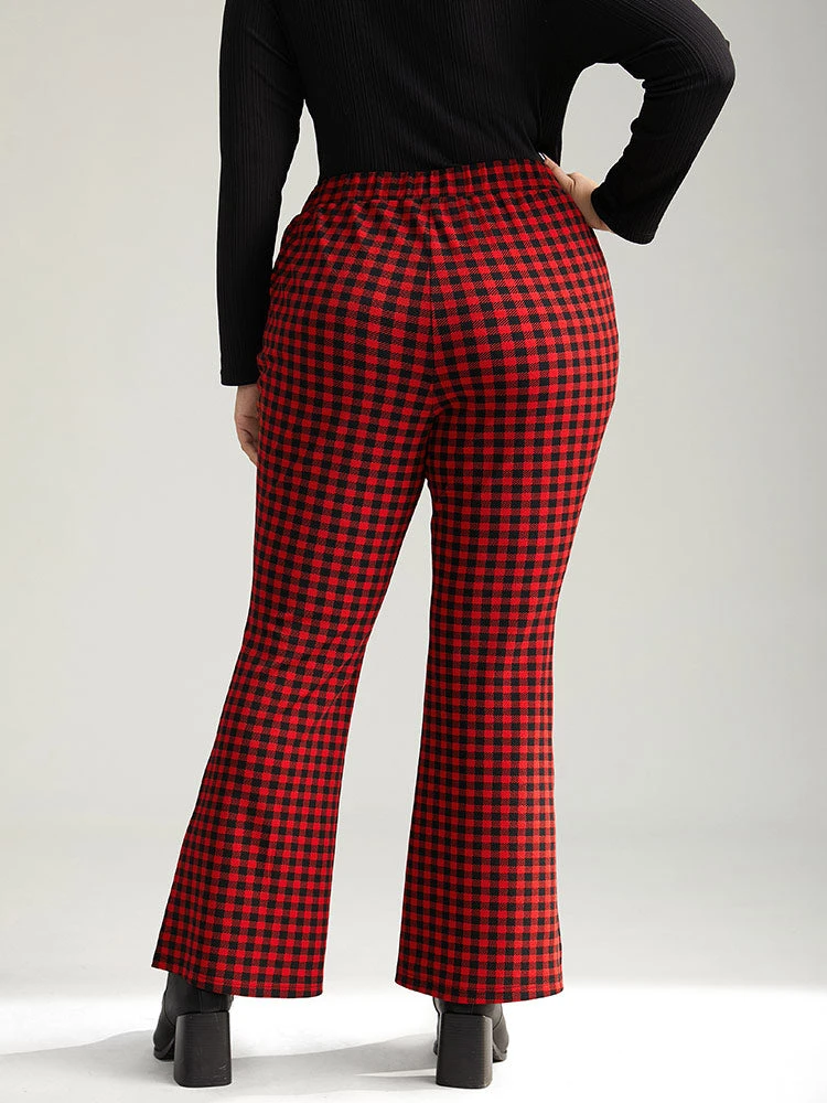 Gingham Bootcut Split Hem Metal Detail Pants 4 Gingham Bootcut Split Hem Metal Detail Pants - Image 2
