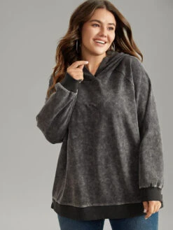 Contrast Patchwork Hooded Raglan Sleeve Sweatshirt