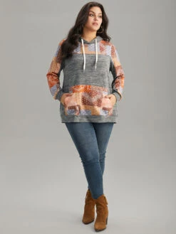 Boho Print Contrast Heather Hooded Sweatshirt 9 Boho Print Contrast Heather Hooded Sweatshirt -Bloomchic Shop 144611064 lg