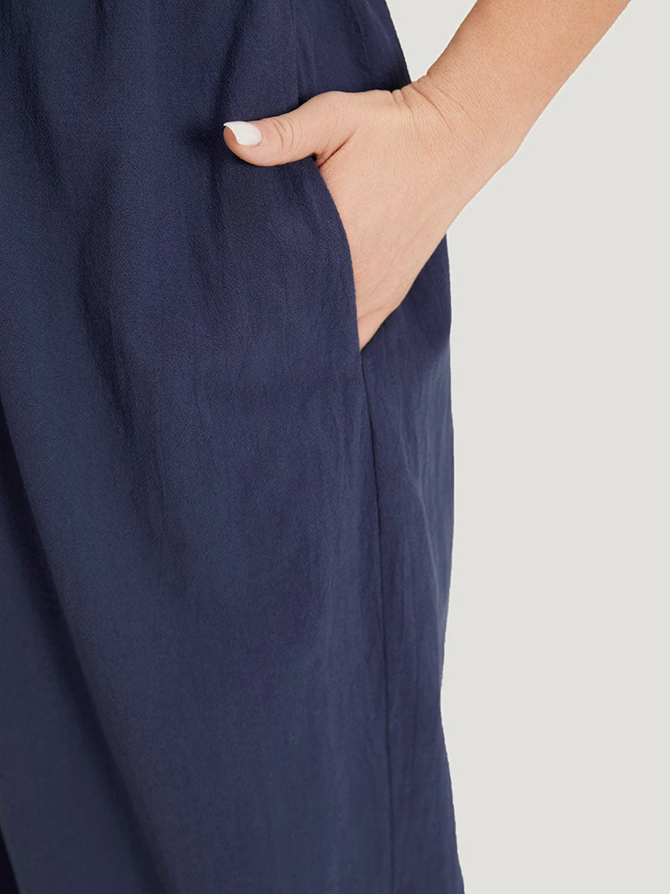 Plain Pocket Elastic Waist Ties Cami Jumpsuit 8 Plain Pocket Elastic Waist Ties Cami Jumpsuit - Image 6