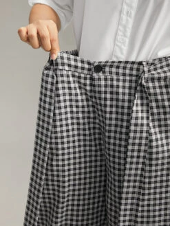 Plaid Belted Bowknot Wide Leg Pants -Bloomchic Shop 145931706 jo