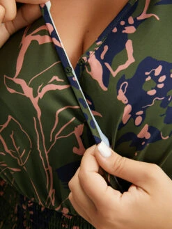 Silhouette Floral Print Shirred Elastic Cuffs Jumpsuit -Bloomchic Shop 146727159 tj