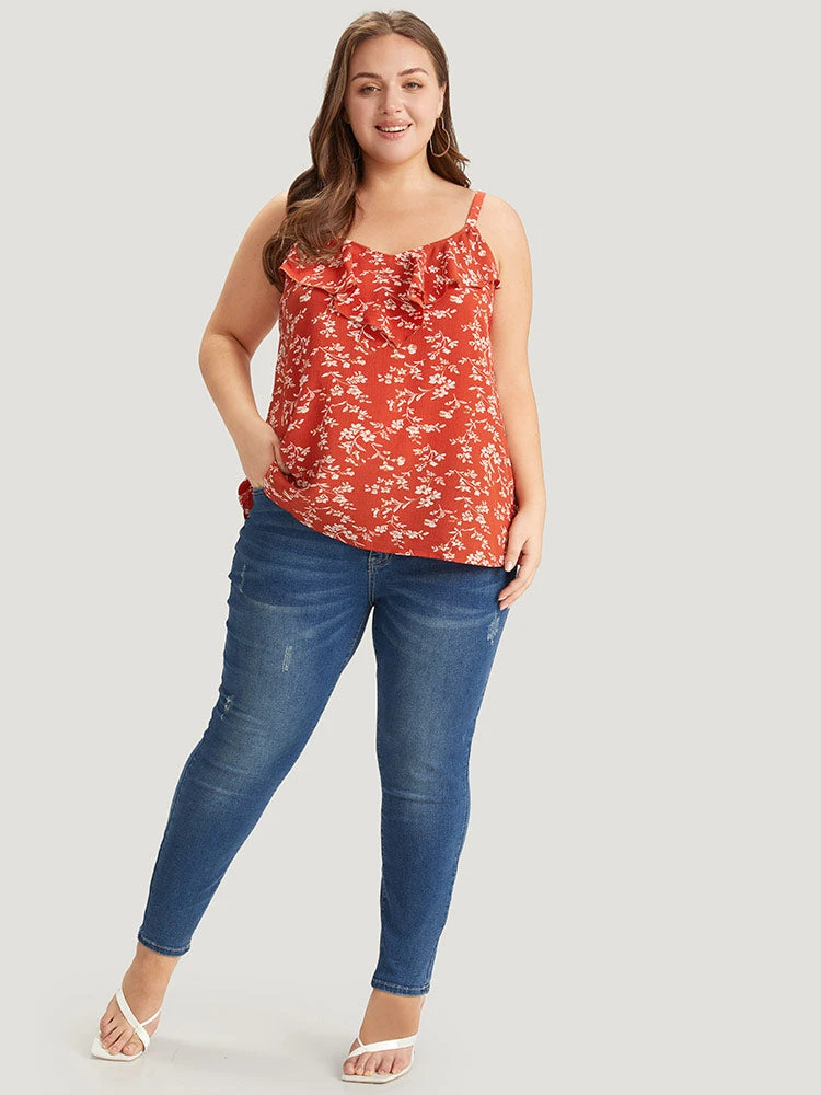 Ditsy Floral Ruffle Trim Cami Top 6 Ditsy Floral Ruffle Trim Cami Top - Image 4
