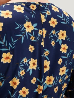 Floral Print Pocket V Neck Wrap Split Hem Jumpsuit -Bloomchic Shop 151424703 vn