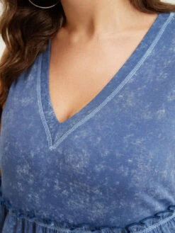 Contrast Stitch Frill Trim Ruffle Tiered Vintage Tank Top -Bloomchic Shop 151882143 ie